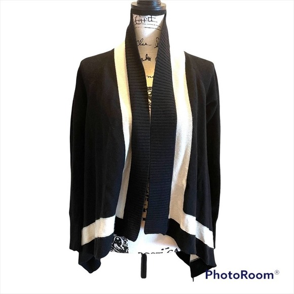 Banana Republic Draped Cardigan Sweater Black size Small Italian Wool Cashmere - Picture 1 of 8
